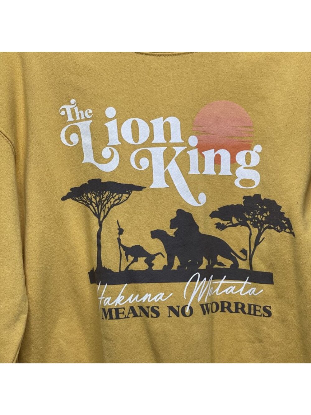 Womens Juniors Disney Lion King Hakuna Matata Yellow Sweatshirt Size S - Picture 2 of 6